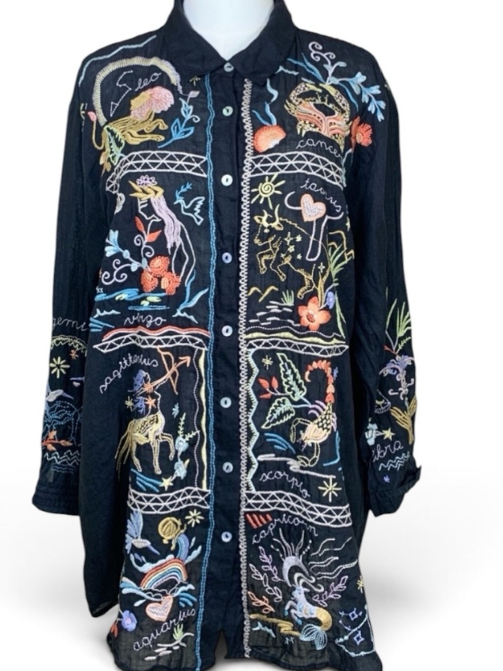 Johnny Was Zodiac Heavily Embroidered Astrology tunic NWT RARE